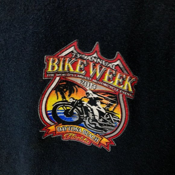 2014 73rd Annual Bike Week Dayton Beach Florida T Shirt Adult Black XL Solid - Picture 7 of 16